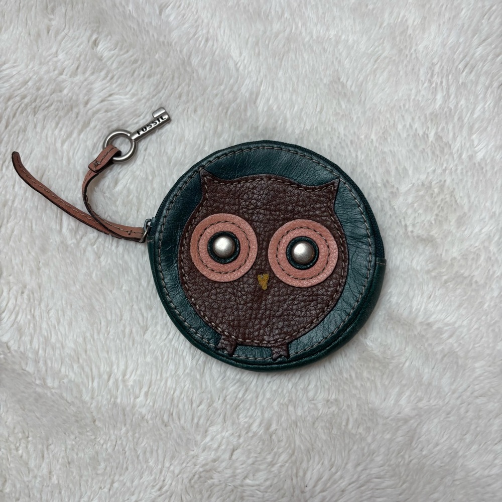 Fossil Green and Brown Owl Coin Pouch
